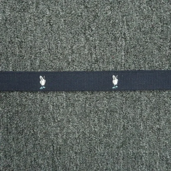 Peter Millar Belt Mens 36 Blue Brown Leather Needlepoint Blue Footed Booby - Picture 4 of 9